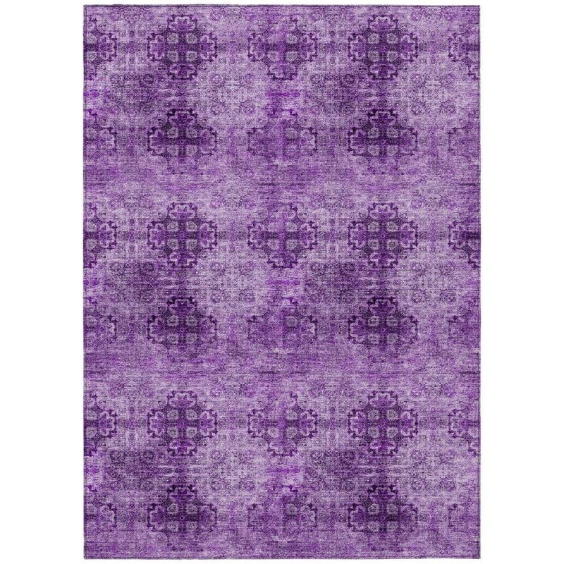 HomeRoots Eggplant 10 ft. x 14 ft. Woven Floral Medallion Rectangle Indoor/Outdoor Area Rug 2000562952