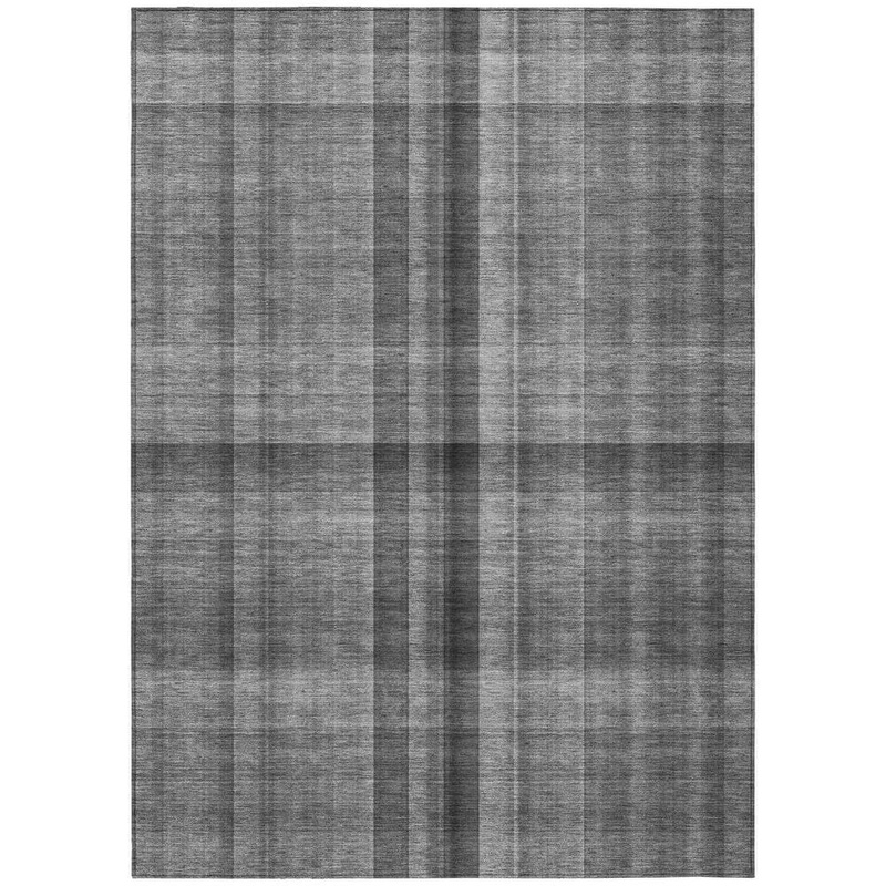 HomeRoots Gray 10 ft. x 14 ft. Woven Plaid Rectangle Indoor/Outdoor Area Rug 2000562226