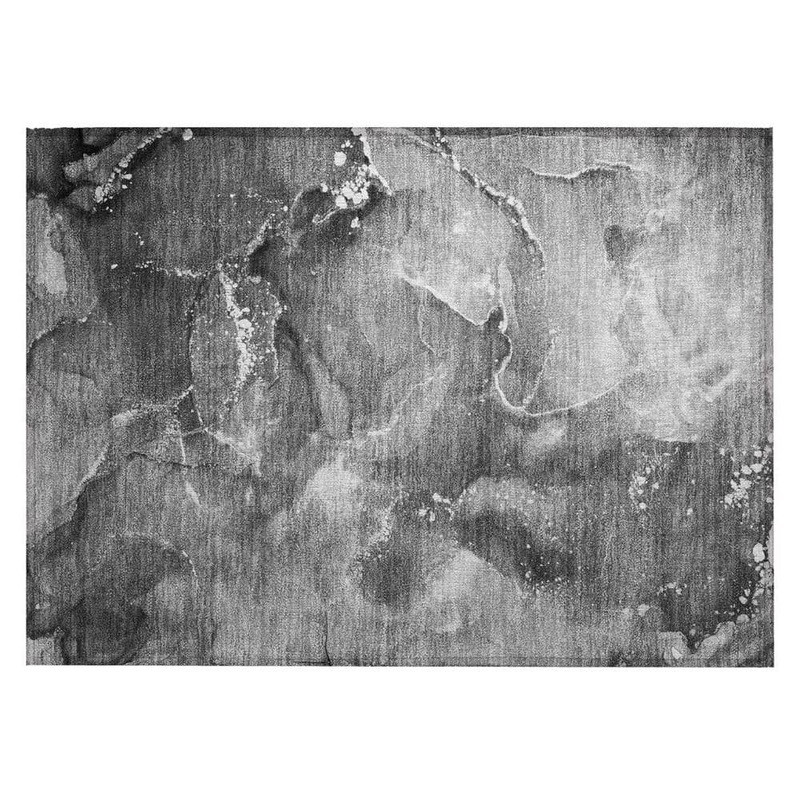 HomeRoots Gray 2 ft. x 3 ft. Woven Abstract Polyester Rectangle Indoor/Outdoor Area Rug 2000560292