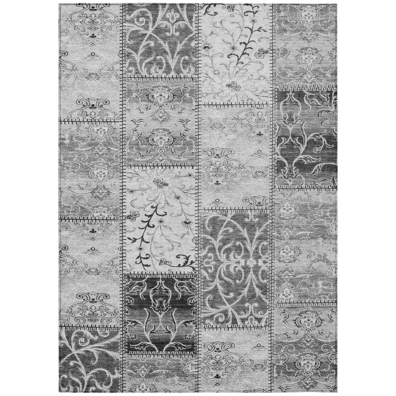 HomeRoots Gray 8 ft. x 10 ft. Woven Plaid Rectangle Indoor/Outdoor Area Rug 2000563553