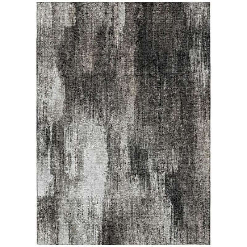 HomeRoots Gray and Black 8 ft. x 10 ft. Woven Abstract Rectangle Indoor/Outdoor Area Rug 2000563607