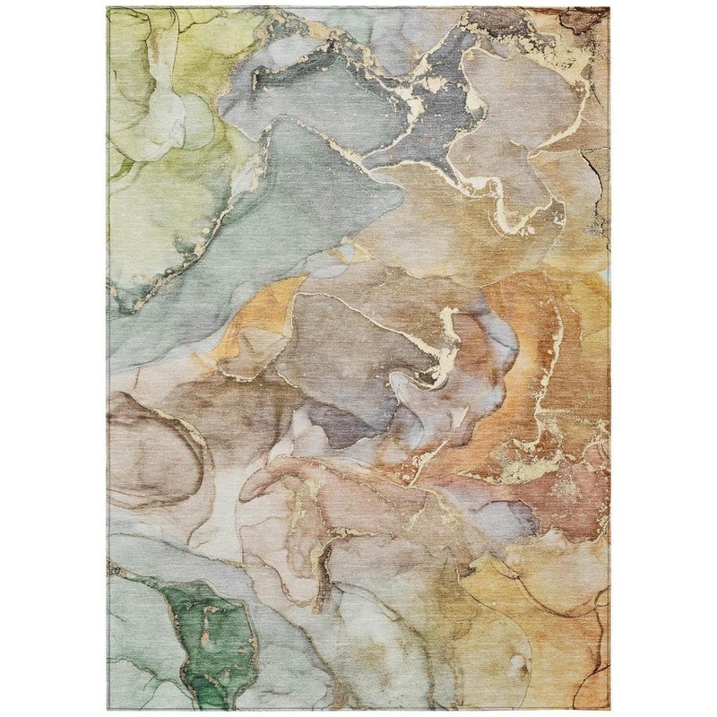 HomeRoots Gray and Gold 10 ft. x 14 ft. Abstract Indoor / Outdoor Area Rug 2000559167
