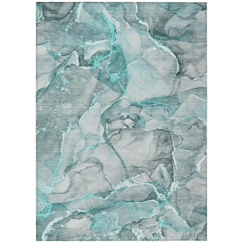 HomeRoots Gray and Ivory 10 ft. x 14 ft. Woven Abstract Polyester Rectangle Indoor/Outdoor Area Rug 2000560383