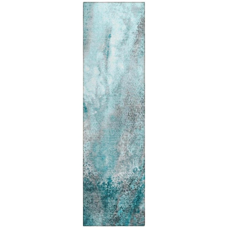 HomeRoots Gray and Ivory 2 ft. x 7 ft. Abstract Indoor / Outdoor Area Rug 2000559614