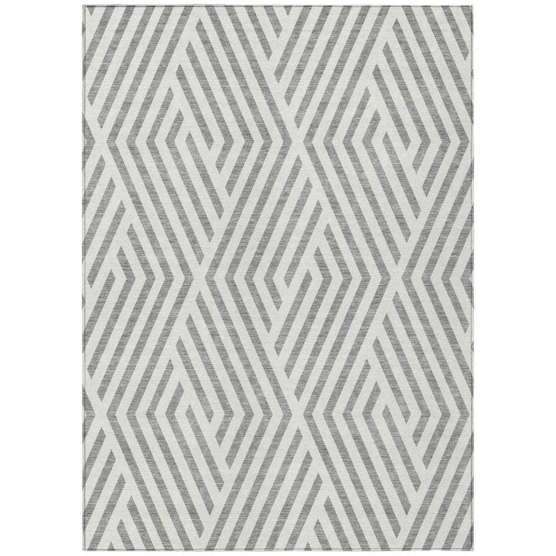 HomeRoots Gray and Ivory 8 ft. x 10 ft. Woven Geometric Rectangle Indoor/Outdoor Area Rug 2000562296