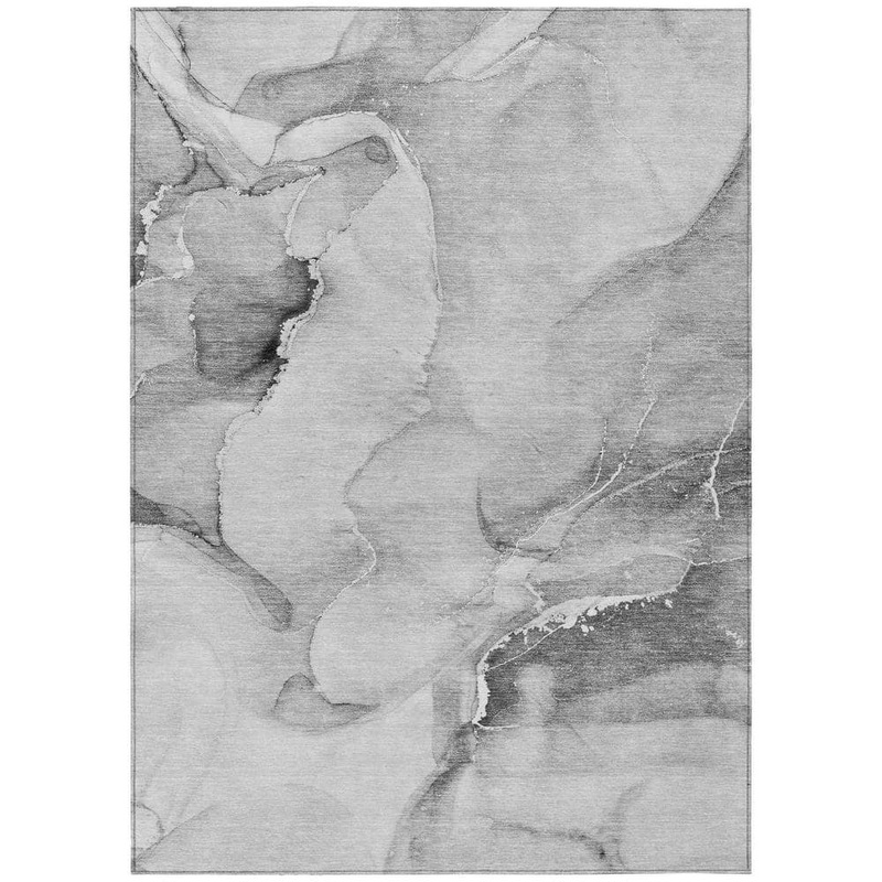 HomeRoots Gray and Ivory 9 ft. x 12 ft. Woven Abstract Polyester Rectangle Indoor/Outdoor Area Rug 2000560463