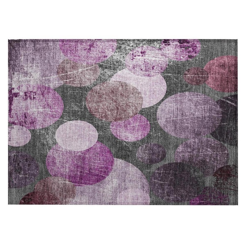 HomeRoots Gray and Purple 2 ft. x 3 ft. Woven Abstract Rectangle Indoor/Outdoor Area Rug 2000562917