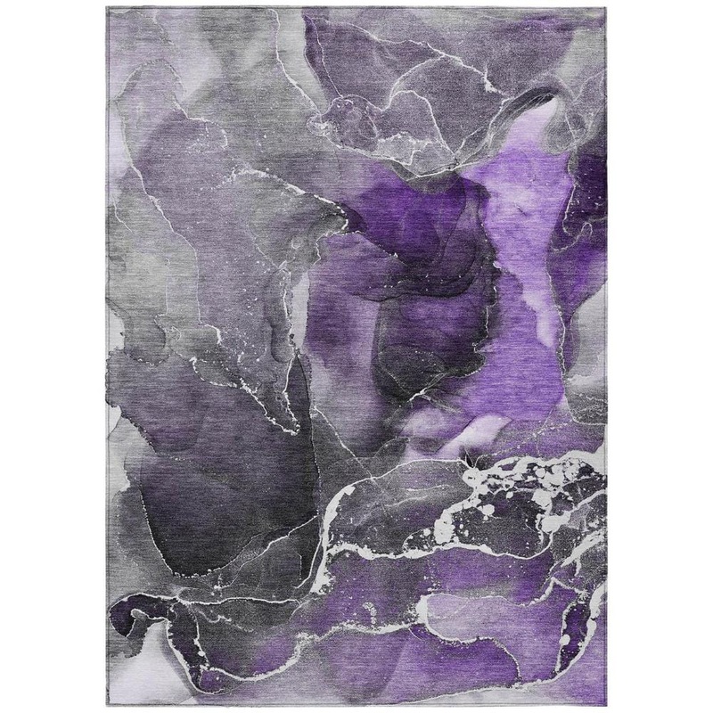 HomeRoots Gray and Purple 9 ft. x 12 ft. Abstract Indoor / Outdoor Area Rug 2000559476