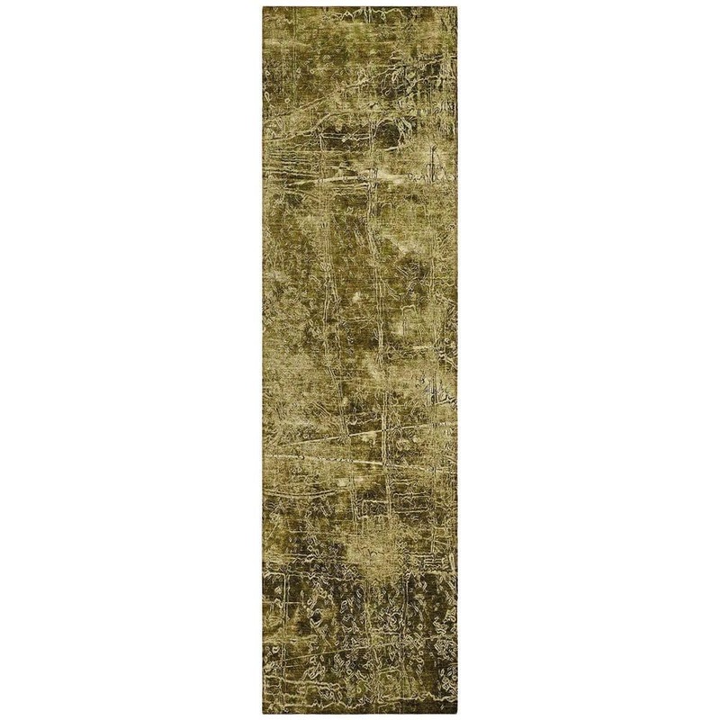 HomeRoots Green 2 ft. x 8 ft. Woven Abstract Runner Indoor/Outdoor Area Rug 2000563089