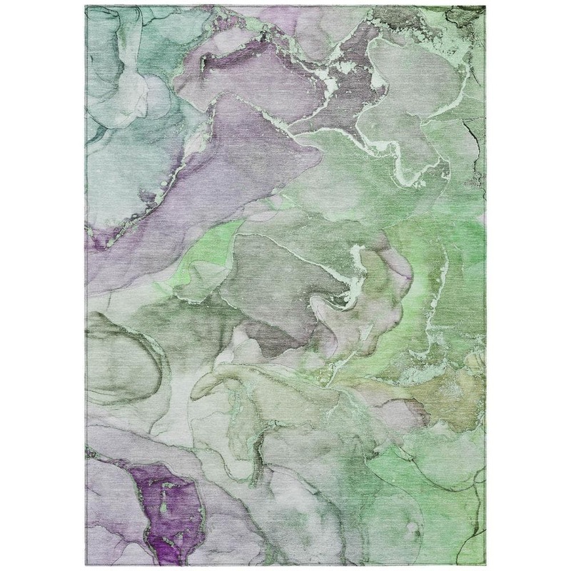 HomeRoots Green 3 ft. x 5 ft. Abstract Indoor / Outdoor Area Rug 2000559180