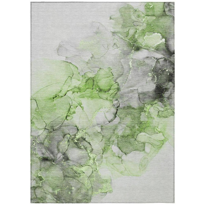 HomeRoots Green 8 ft. x 10 ft. Woven Abstract Polyester Rectangle Indoor/Outdoor Area Rug 2000560408