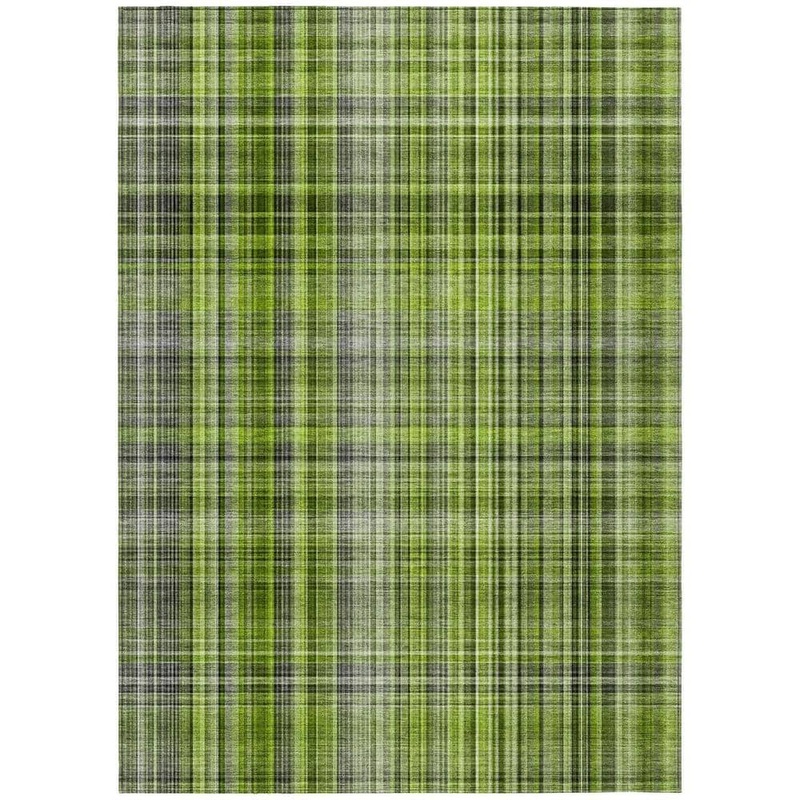 HomeRoots Green 8 ft. x 10 ft. Woven Plaid Rectangle Indoor/Outdoor Area Rug 2000561882