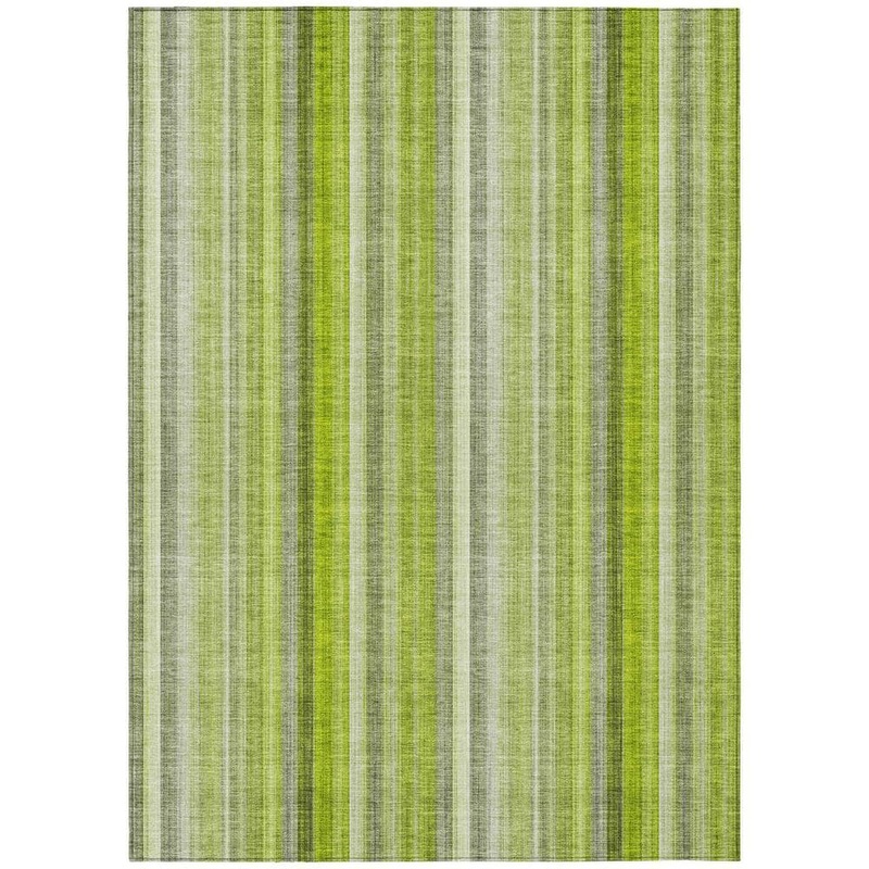 HomeRoots Green 8 ft. x 10 ft. Woven Striped Rectangle Indoor/Outdoor Area Rug 2000562053