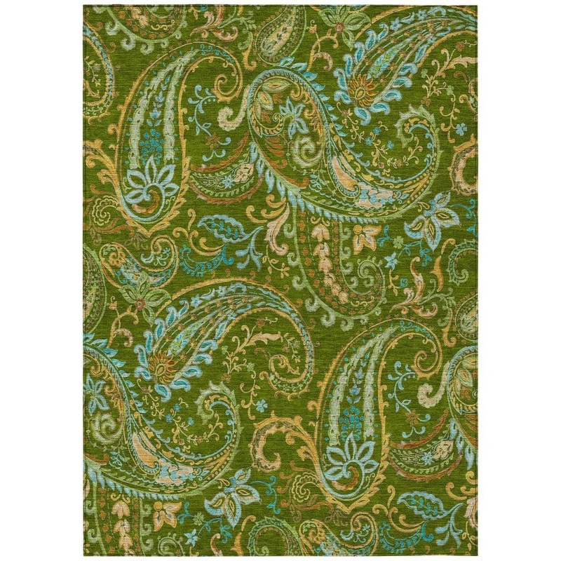 HomeRoots Green 9 ft. x 12 ft. Woven Paisley Polyester Rectangle Indoor/Outdoor Area Rug 2000561417