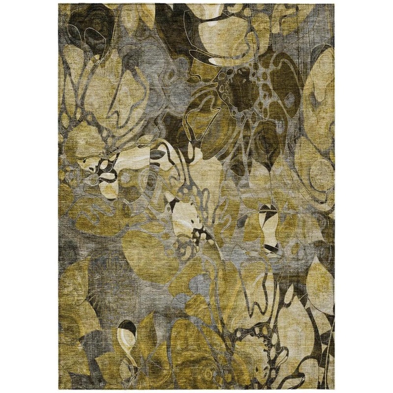 HomeRoots Green and Brown 9 ft. x 12 ft. Woven Floral Rectangle Indoor/Outdoor Area Rug 2000563032