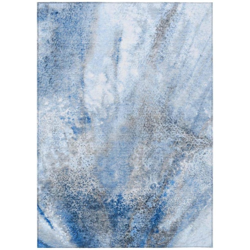 HomeRoots Ivory Blue and Gray 10 ft. x 14 ft. Abstract Indoor /Outdoor Area Rug 2000559594
