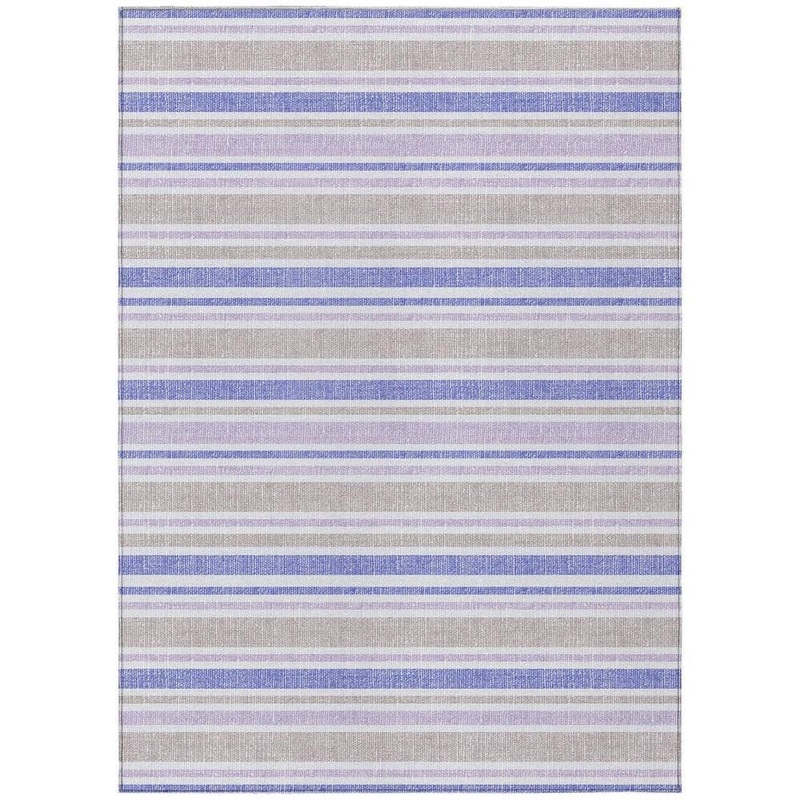 HomeRoots Ivory Blue and Gray 9 ft. x 12 ft. Woven Striped Polyester Rectangle Indoor/Outdoor Area Rug 2000561219