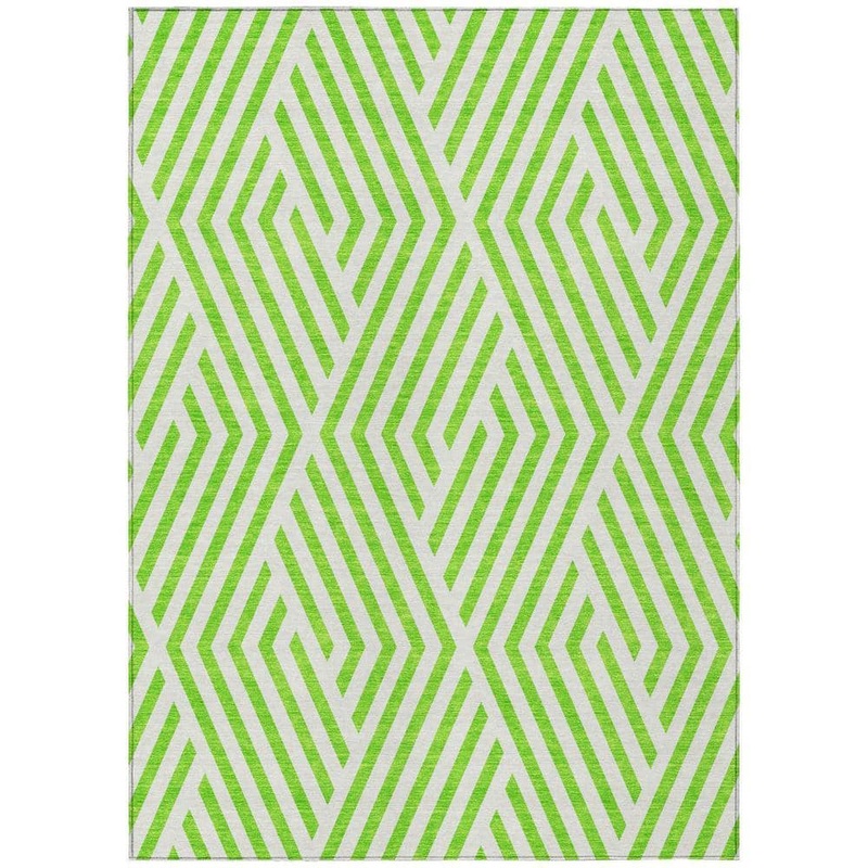 HomeRoots Lime Green and White 9 ft. x 12 ft. Woven Geometric Rectangle Indoor/Outdoor Area Rug 2000562324