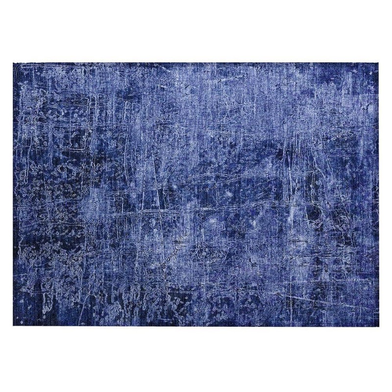HomeRoots Navy Blue 2 ft. x 3 ft. Woven Abstract Rectangle Indoor/Outdoor Area Rug 2000563133