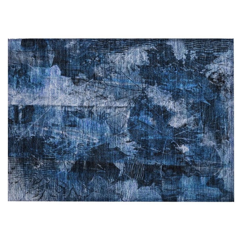 HomeRoots Navy Blue 2 ft. x 3 ft. Woven Floral Rectangle Indoor/Outdoor Area Rug 2000563178