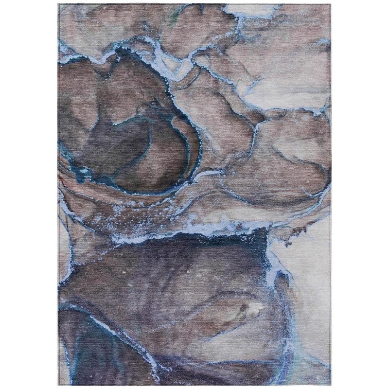 HomeRoots Navy Blue 5 ft. x 8 ft. Woven Abstract Polyester Rectangle Indoor/Outdoor Area Rug 2000560622