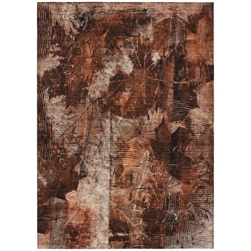 HomeRoots Orange 10 ft. x 14 ft. Woven Floral Rectangle Indoor/Outdoor Area Rug 2000563195