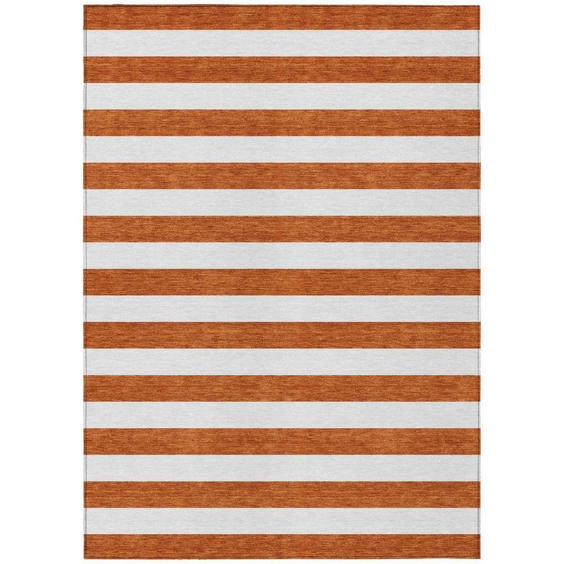 HomeRoots Orange 10 ft. x 14 ft. Woven Striped Polyester Rectangle Indoor/Outdoor Area Rug 2000560905
