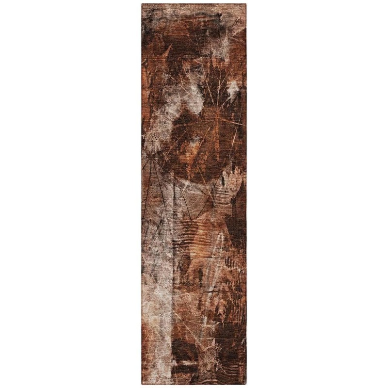 HomeRoots Orange 2 ft. x 8 ft. Woven Floral Runner Indoor/Outdoor Area Rug 2000563188