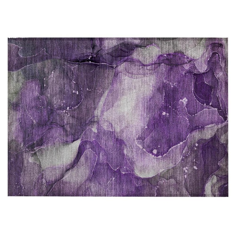 HomeRoots Purple 2 ft. x 3 ft. Woven Abstract Polyester Rectangle Indoor/Outdoor Area Rug 2000560519