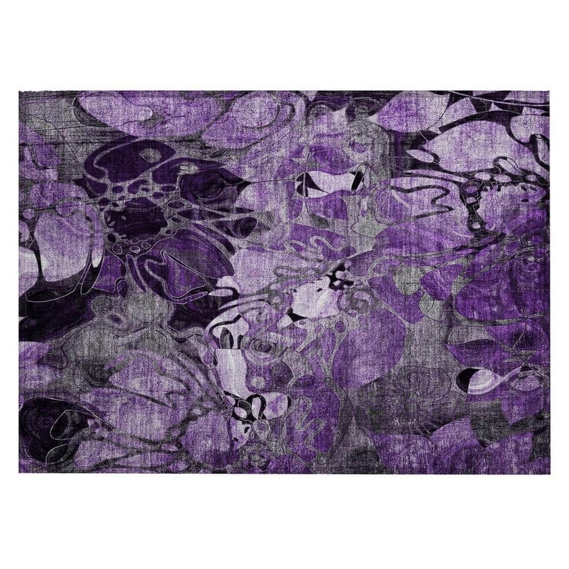 HomeRoots Purple 2 ft. x 3 ft. Woven Floral Rectangle Indoor/Outdoor Area Rug 2000563061