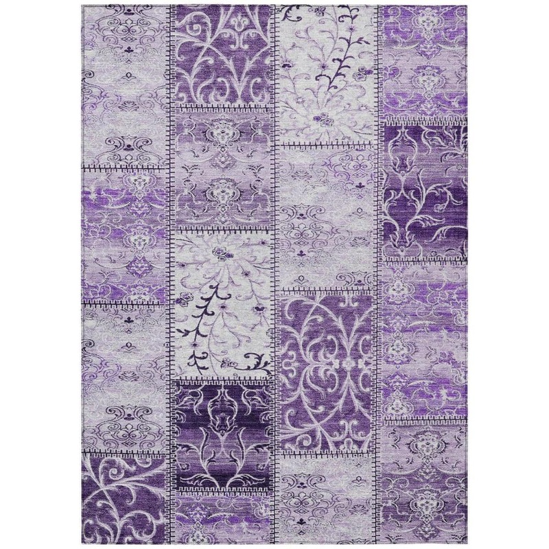 HomeRoots Purple 3 ft. x 5 ft. Woven Plaid Rectangle Indoor/Outdoor Area Rug 2000563568