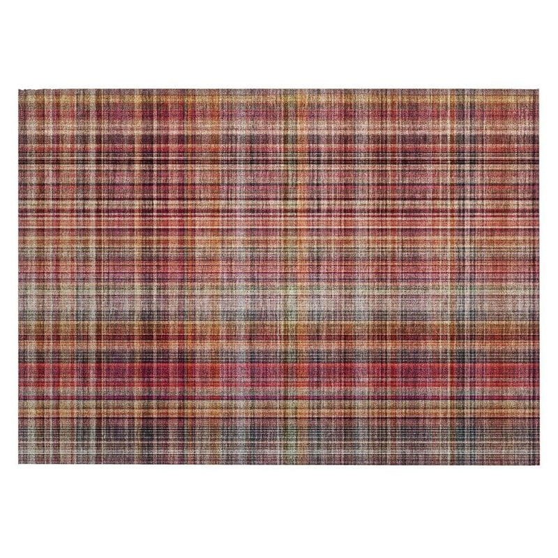 HomeRoots Red 2 ft. x 3 ft. Woven Plaid Rectangle Indoor/Outdoor Area Rug 2000561912