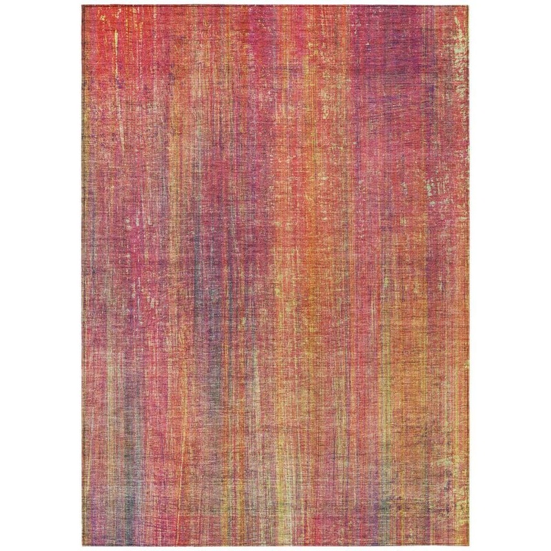 HomeRoots Red and Orange 9 ft. x 12 ft. Woven Striped Rectangle Indoor/Outdoor Area Rug 2000562630