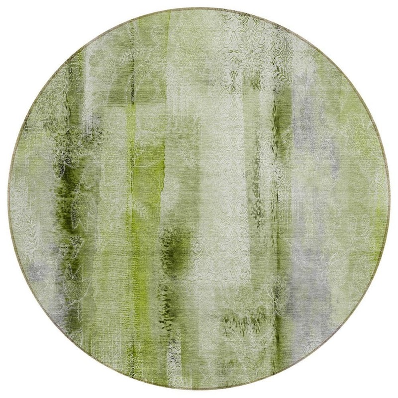 HomeRoots Sage 8 ft. Round Woven Border Polyester Round Indoor/Outdoor Area Rug 2000561674