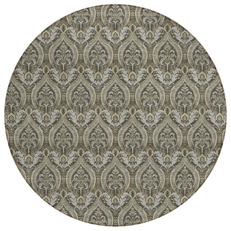 HomeRoots Taupe and Beige 8 ft. Round Woven Trellis Round Indoor/Outdoor Area Rug 2000563894