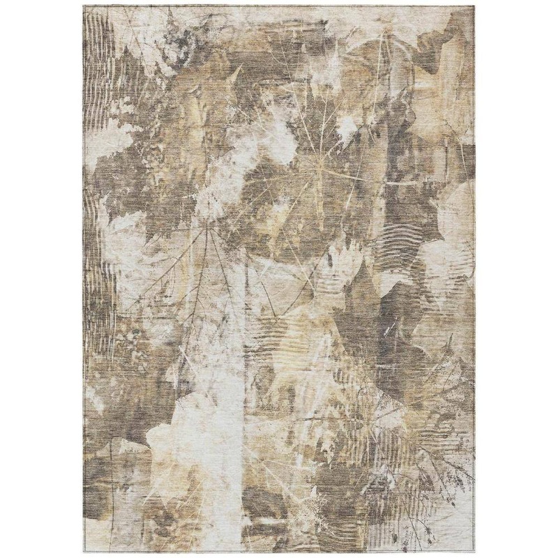 HomeRoots Taupe and Ivory 5 ft. x 8 ft. Woven Floral Rectangle Indoor/Outdoor Area Rug 2000563164