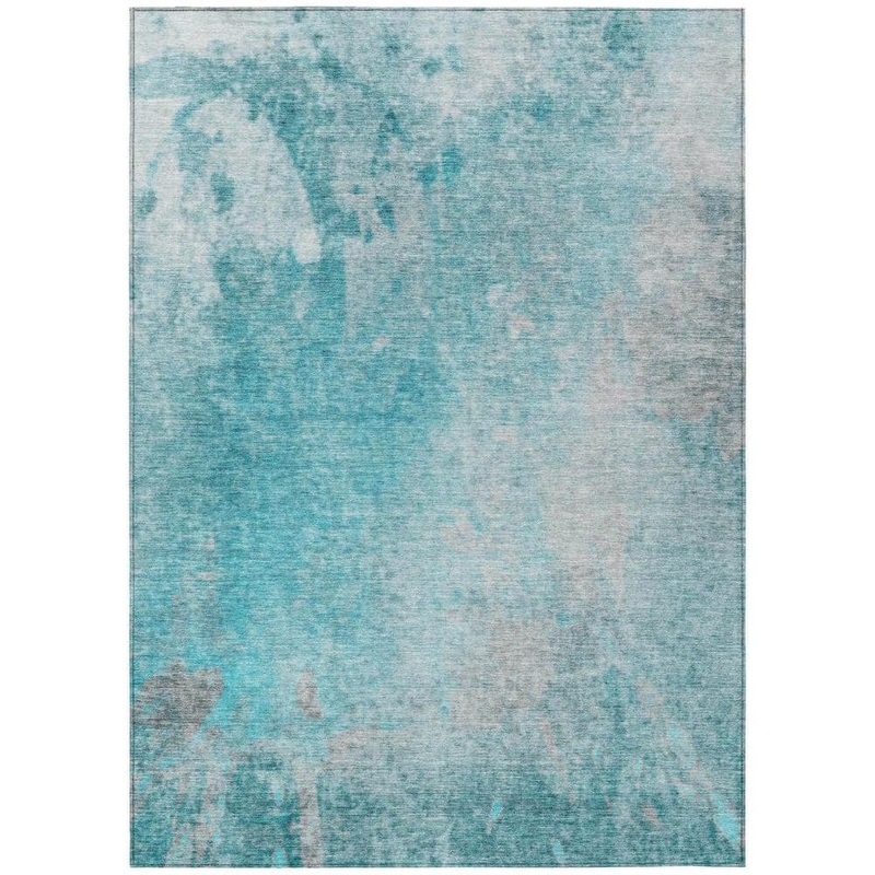 HomeRoots Teal 10 ft. x 14 ft. Woven Abstract Rectangle Indoor/Outdoor Area Rug 2000563321