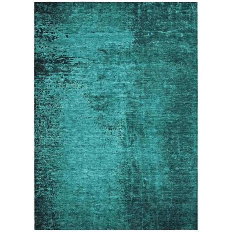 HomeRoots Teal 3 ft. x 5 ft. Woven Abstract Rectangle Indoor/Outdoor Area Rug 2000562734