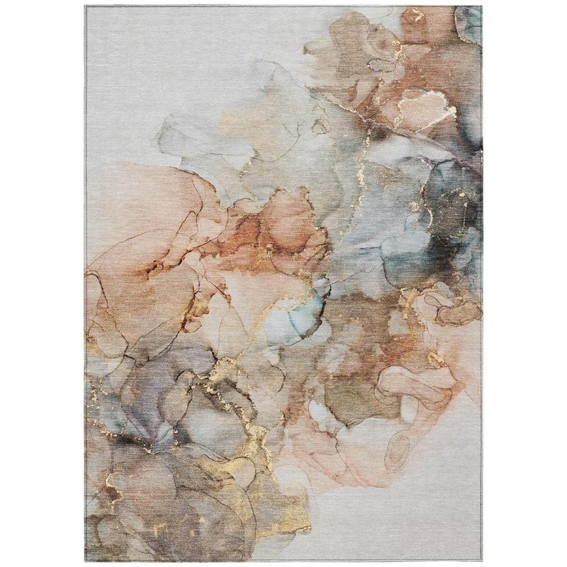 HomeRoots Beige 8 ft. x 10 ft. Woven Abstract Polyester Rectangle Indoor/Outdoor Area Rug 2000560390
