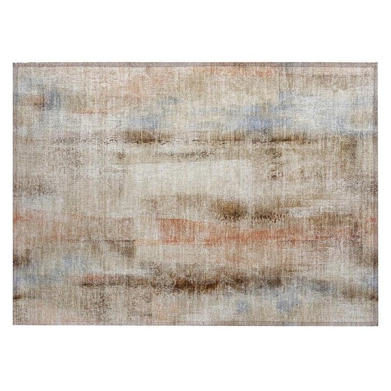 HomeRoots Beige and Brown 2 ft. x 3 ft. Woven Border Polyester Rectangle Indoor/Outdoor Area Rug 2000561633