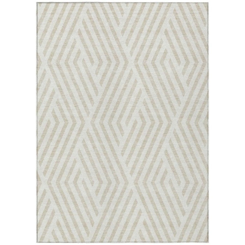 HomeRoots Beige and Ivory 9 ft. x 12 ft. Woven Geometric Rectangle Indoor/Outdoor Area Rug 2000562306