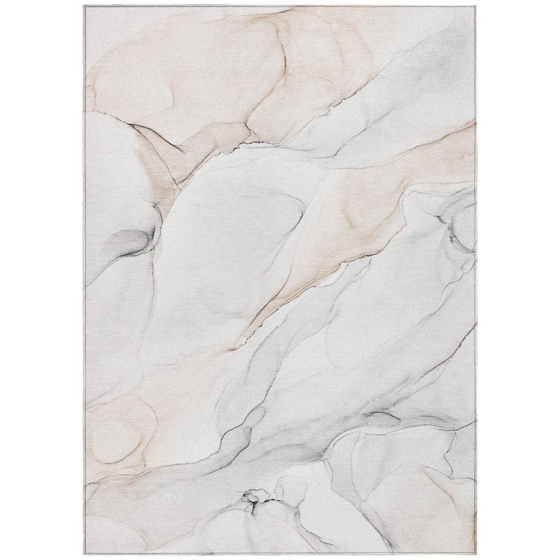 HomeRoots Beige Ivory and Gray 8 ft. x 10 ft. Abstract Indoor / Outdoor Area Rug 2000560181