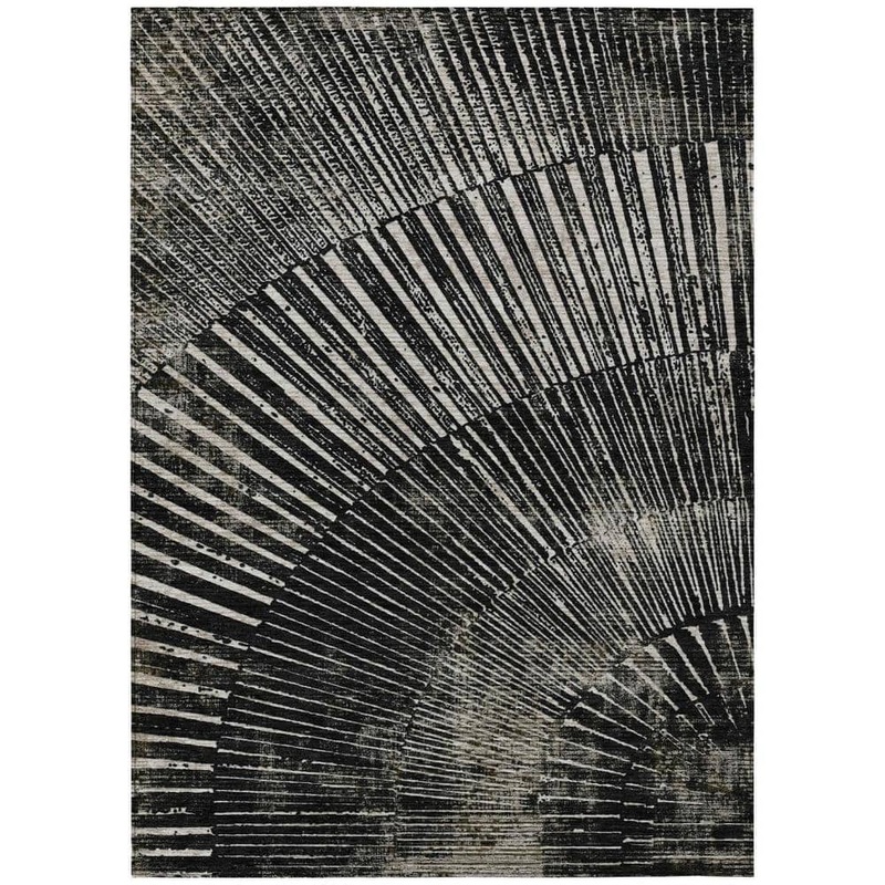 HomeRoots Black and Ivory 10 ft. x 14 ft. Woven Abstract Rectangle Indoor/Outdoor Area Rug 2000561956