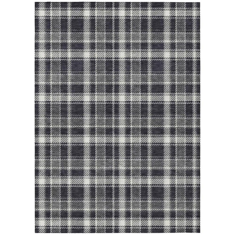 HomeRoots Black Gray and White 3 ft. x 5 ft. Woven Plaid Rectangle Indoor/Outdoor Area Rug 2000563334