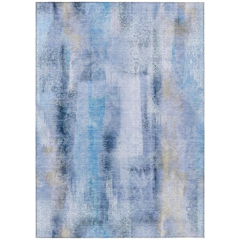 HomeRoots Blue 10 ft. x 14 ft. Woven Border Polyester Rectangle Indoor/Outdoor Area Rug 2000561650