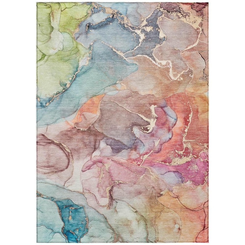 HomeRoots Blue 8 ft. x 10 ft. Abstract Indoor / Outdoor Area Rug 2000559174