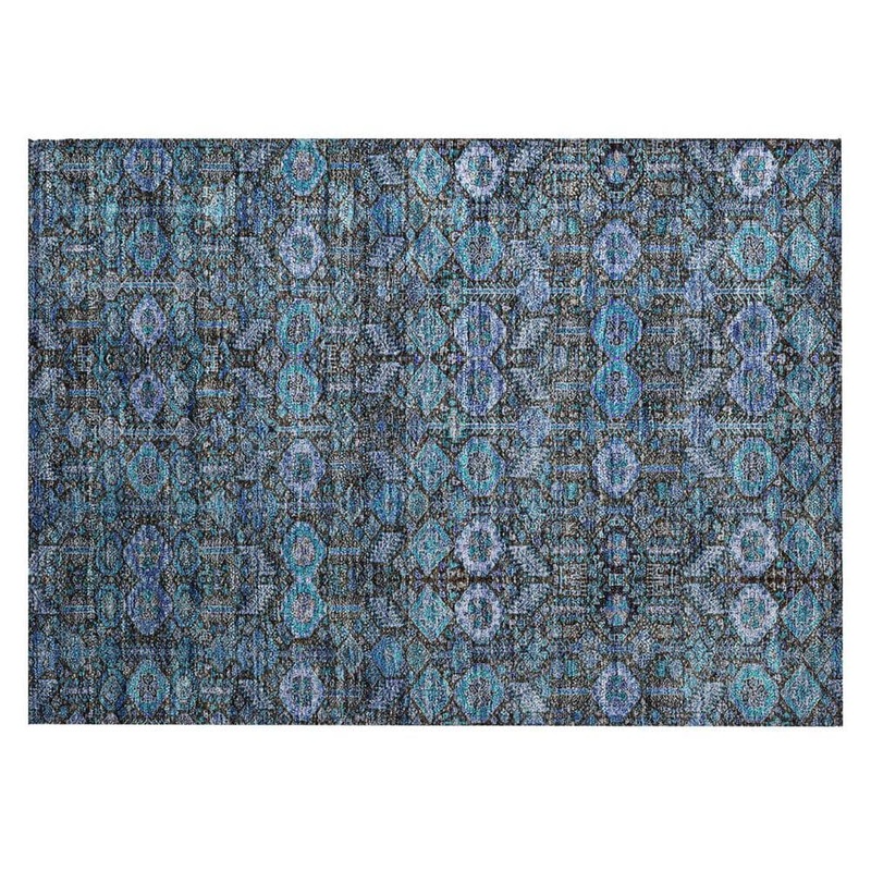 HomeRoots Blue and Coffee 2 ft. x 3 ft. Woven Floral Rectangle Indoor/Outdoor Area Rug 2000564383