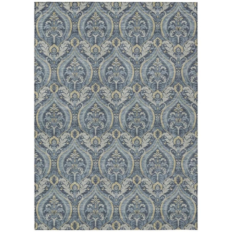 HomeRoots Blue and Cream 8 ft. x 10 ft. Woven Trellis Rectangle Indoor/Outdoor Area Rug 2000563868