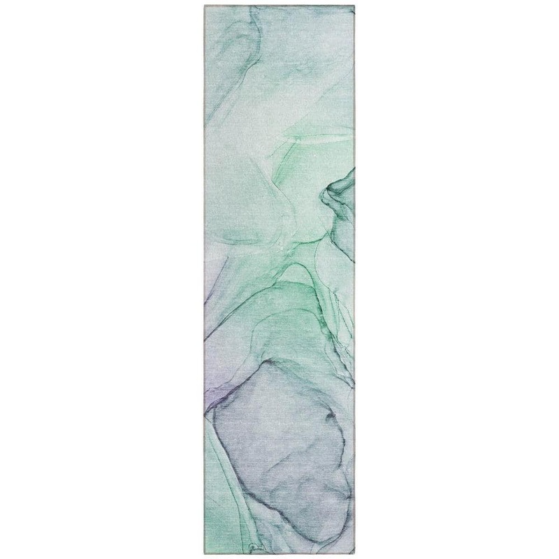 HomeRoots Blue and Gray 2 ft. x 7 ft. Abstract Indoor / Outdoor Area Rug 2000559353