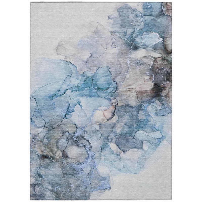 HomeRoots Blue and Gray 9 ft. x 12 ft. Woven Abstract Polyester Rectangle Indoor/Outdoor Area Rug 2000560400